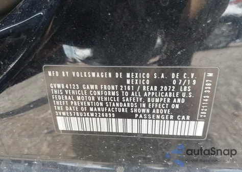 2019 Volkswagen Jetta 1.4T Sel из США, поврежденный, VIN 3VWE57BU3KM226899